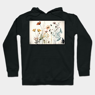 Floral Garden Botanical Print with wild flowers Hoodie